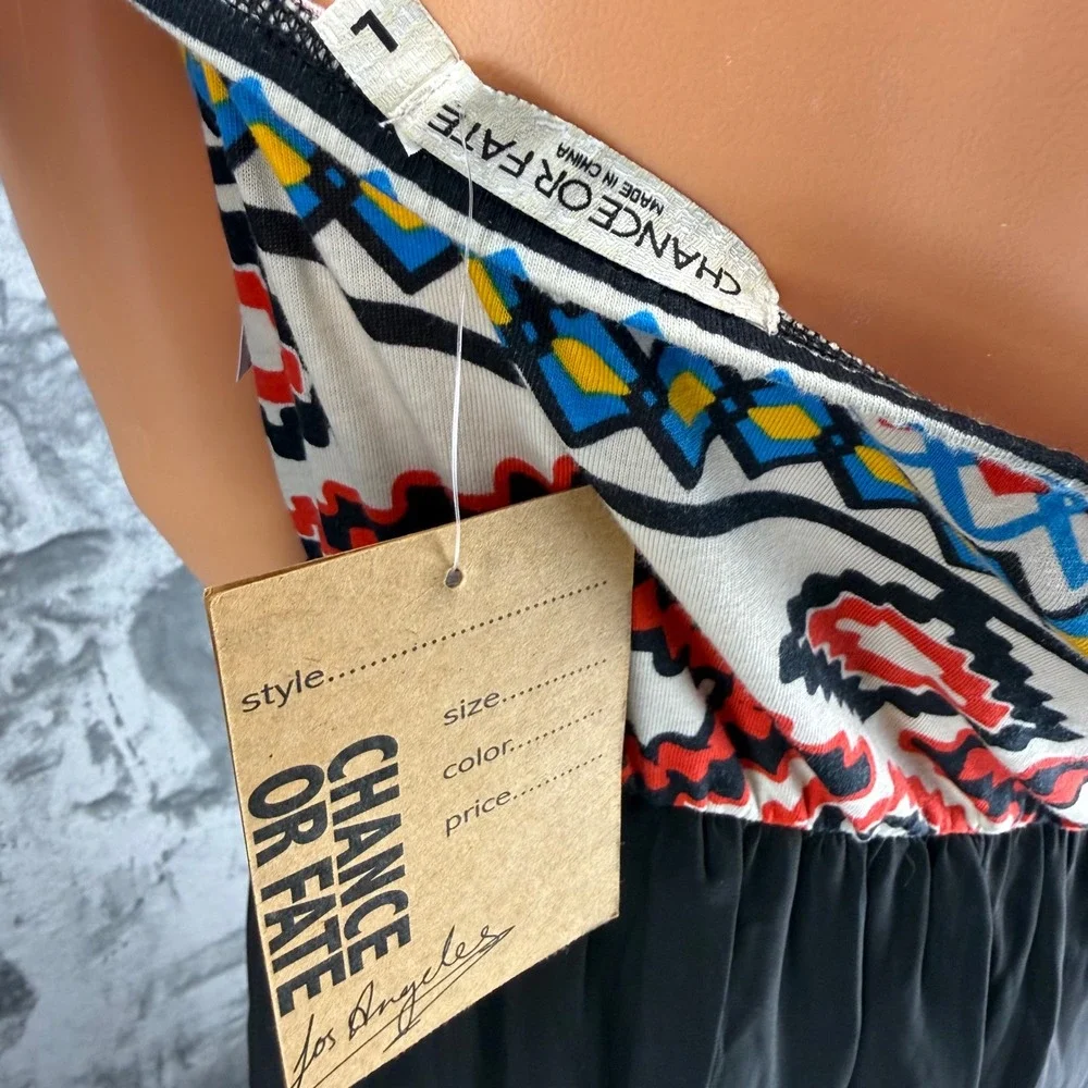 Chance or Fate‎ Los Angeles Geometric Tribal Maxi Dress Black Southwest Print L